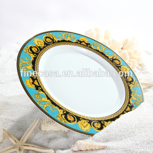 10.5 Inches Luxury Fine Hyper White Porcelain Ceramic Embossing Plate of Sea Goddness